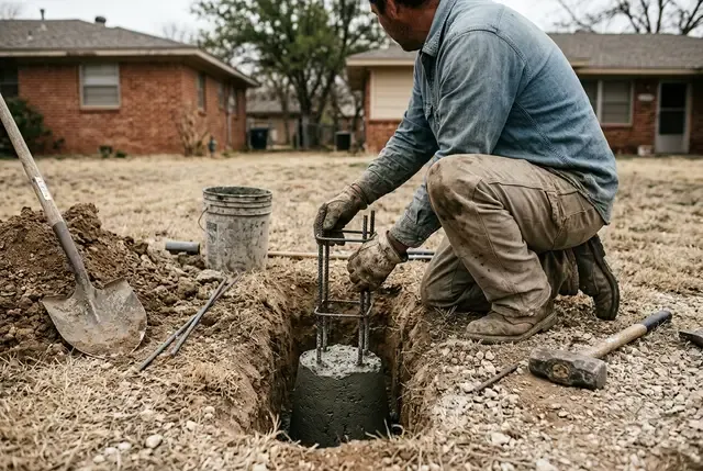Bell Bottom Pier Installation in Abilene, TX: hand-dug belled pier shafts