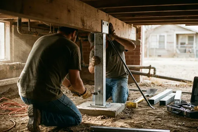 Crawl Space Repair in Abilene, TX: new steel supports