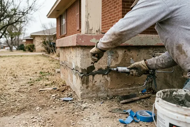 Foundation Crack Repair in Abilene, TX: grade-beam horizontal crack
