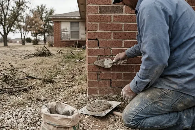 Foundation Crack Repair in Abilene, TX: tuckpointed brick