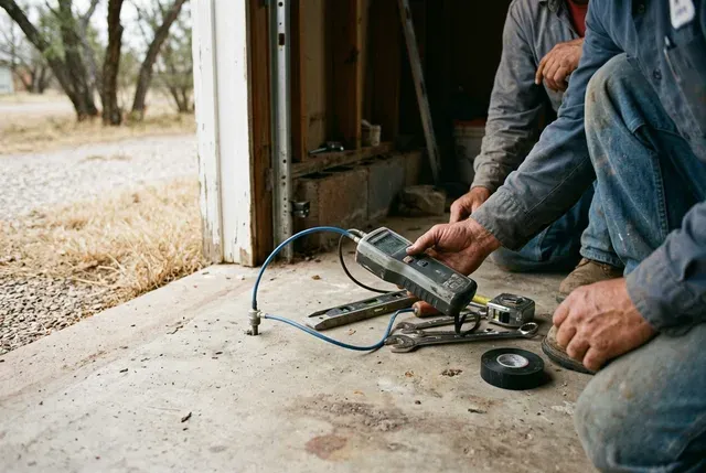 Foundation Inspection in Abilene, TX: manometer sensor on flooring