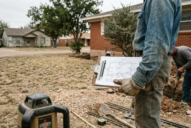 Foundation Inspection in Abilene, TX: elevation sketch on a clipboard