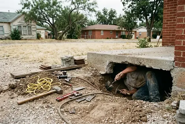 Slab Foundation Repair in Abilene, TX: hand tunnel under a slab