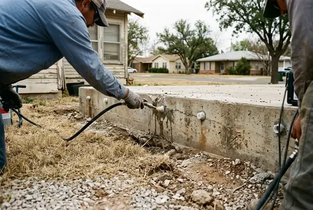 Slab Foundation Repair in Abilene, TX: polyurethane injection ports